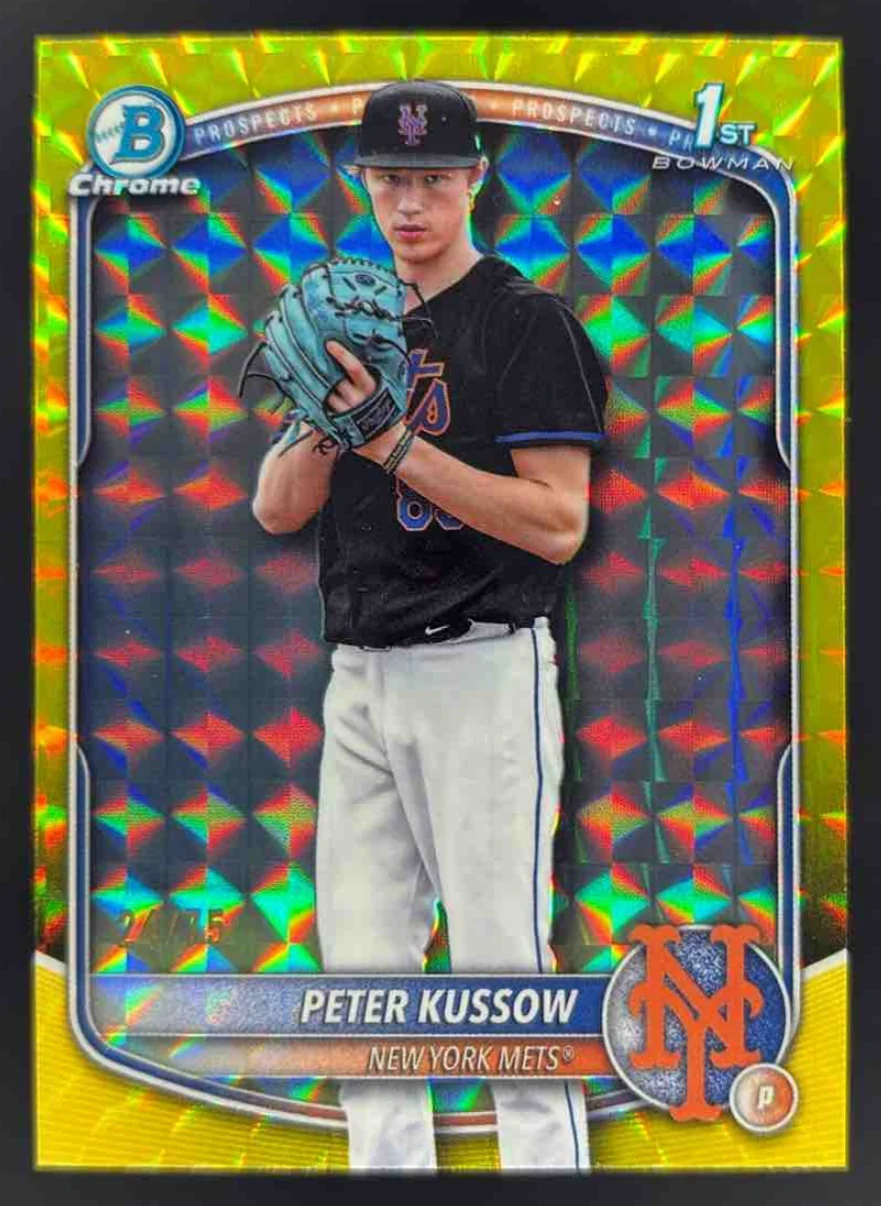 2025 Bowman Draft Chrome Yellow Geometric Refractor #BDC-179 Peter Kussow RC /75