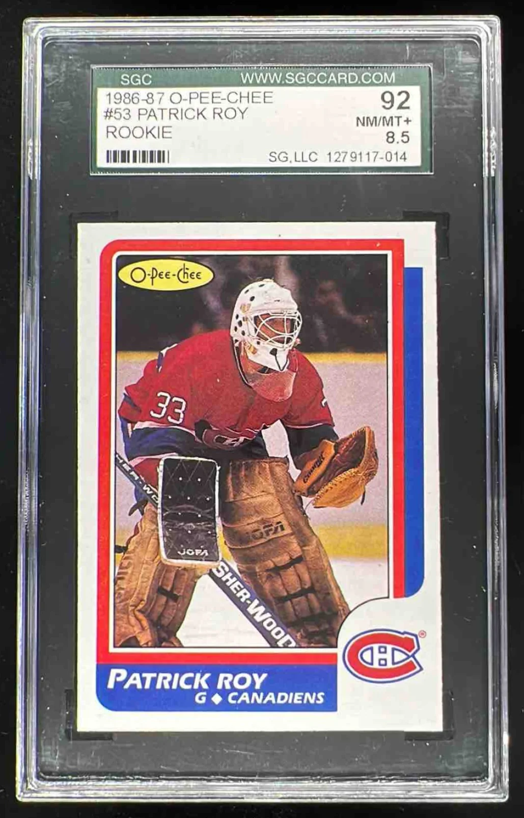 1986-87 O-Pee-Chee #53 Patrick Roy RC SGC 8.5