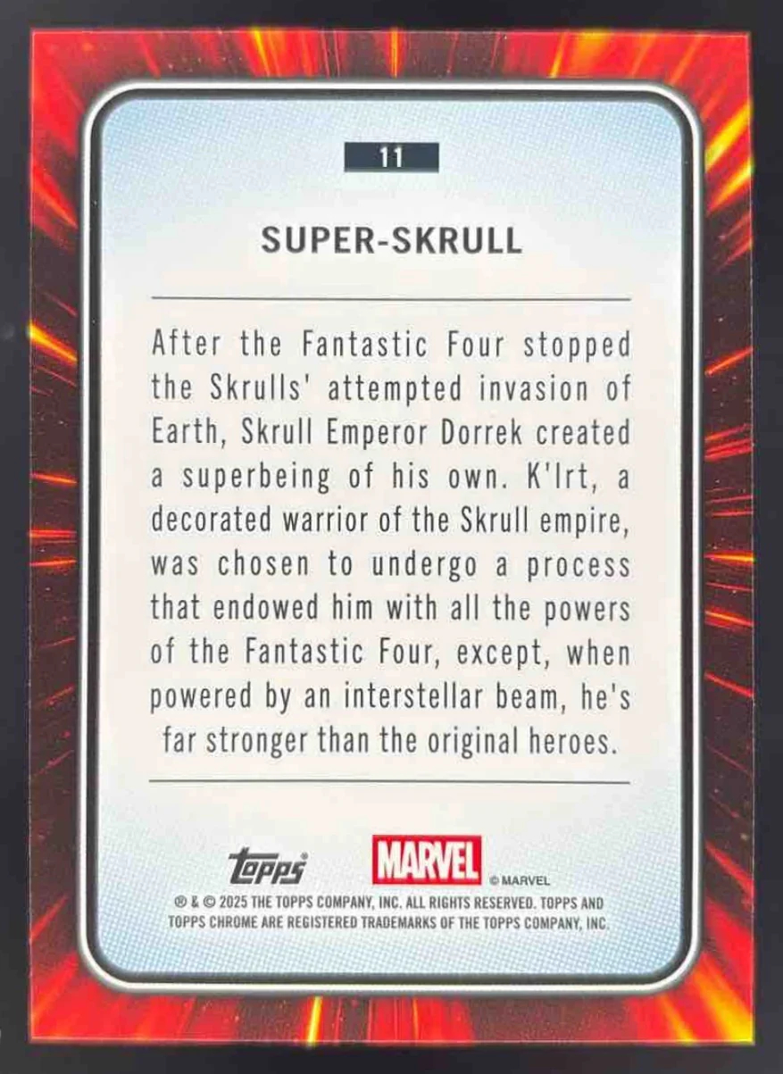 2025 Topps Chrome Marvel Sapphire Gold Sapphire Refractor #11 Super-Skrull /50 - Image 2