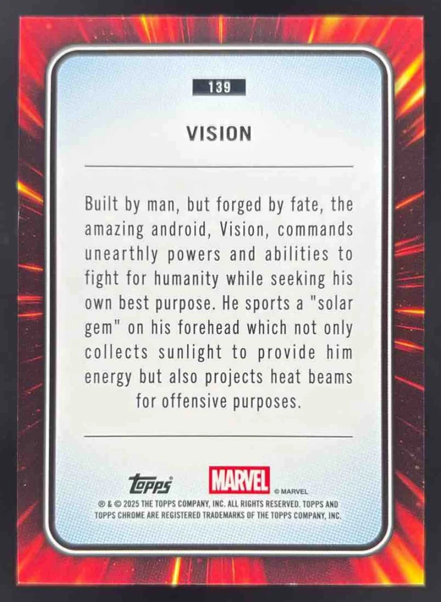 2025 Topps Chrome Marvel Hulk Green Lazer Refractor #139 Vision /99 - Image 2