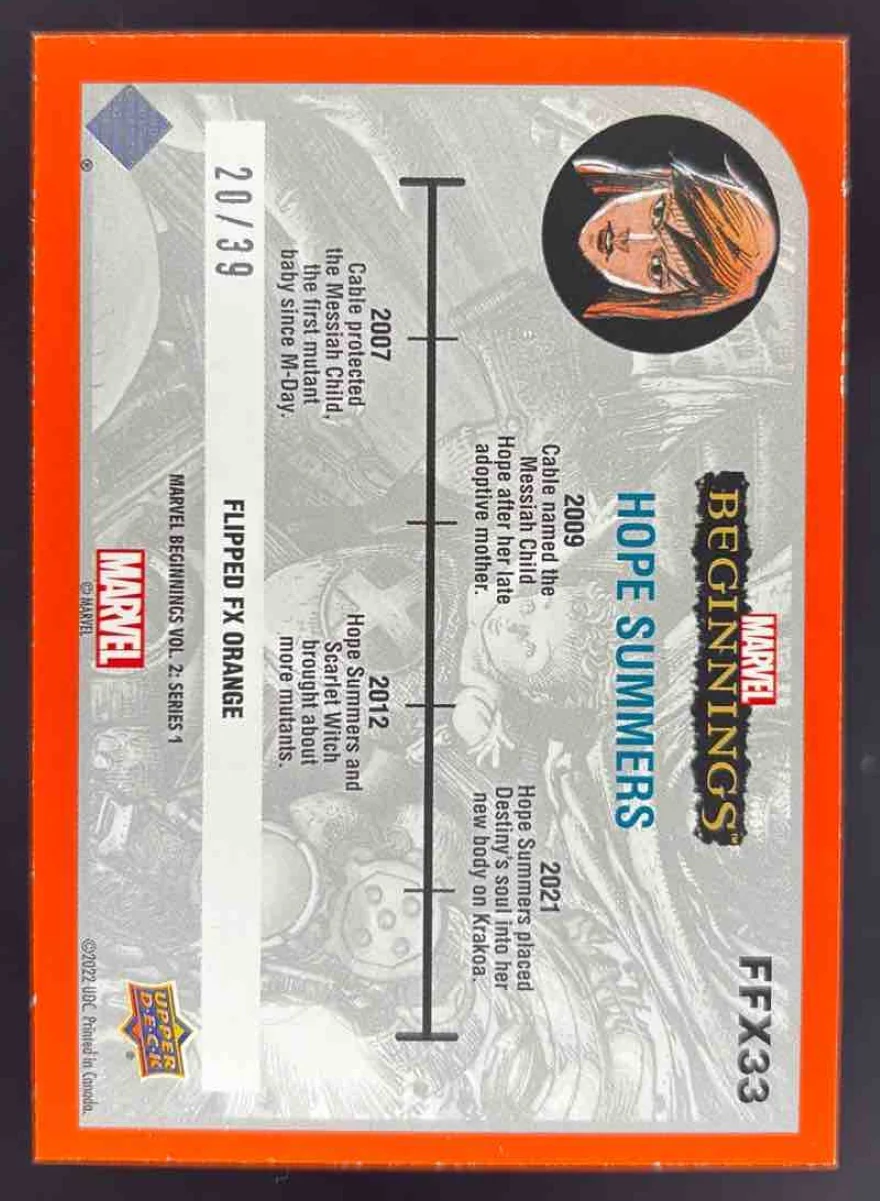 2022 Upper Deck Marvel Beginnings Flipped FX Orange #FFX33 Hope Summers /39 - Image 2