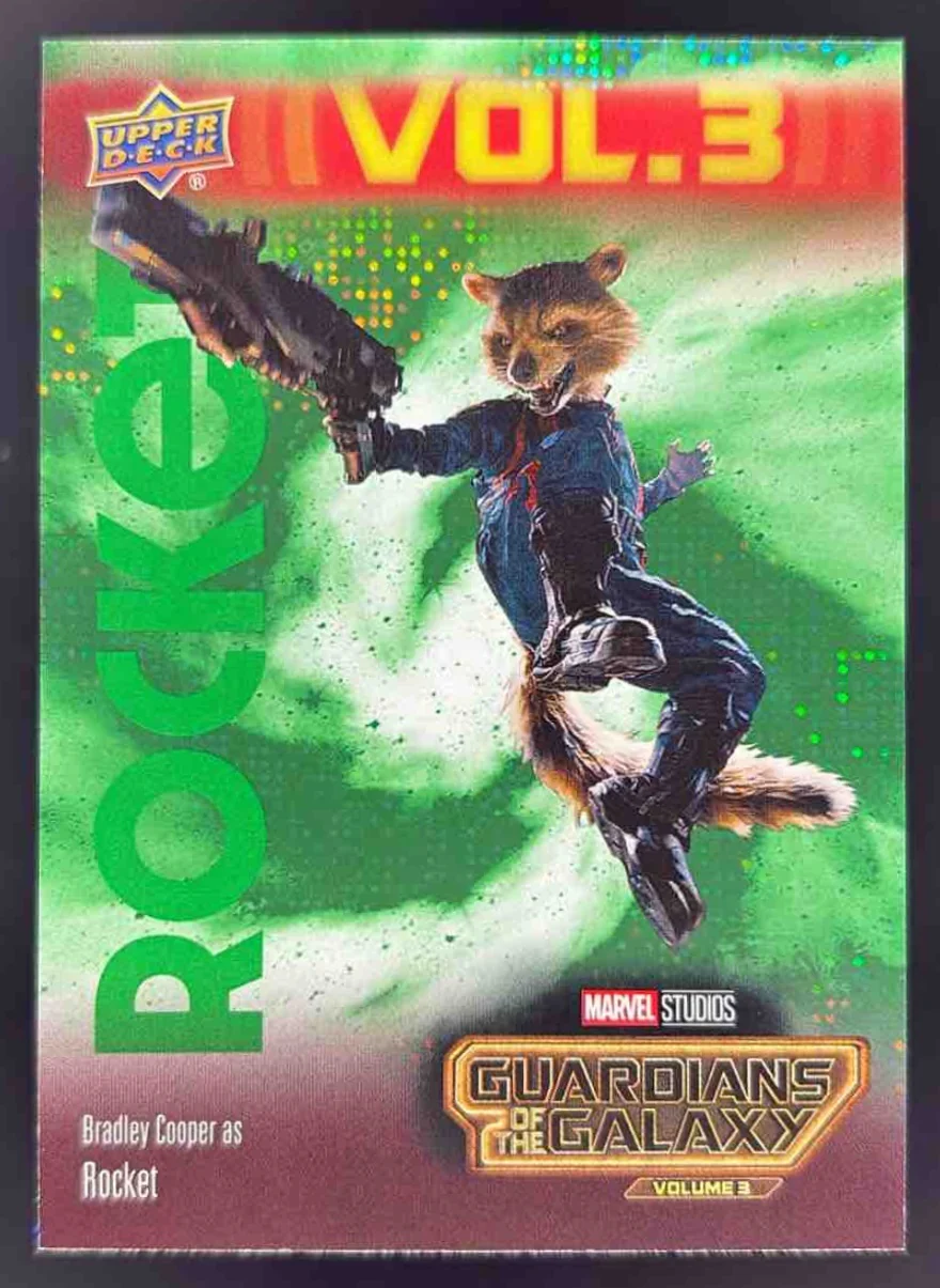 2024 Upper Deck Guardians of the Galaxy Green Speckle Bradley Cooper Rocket /99