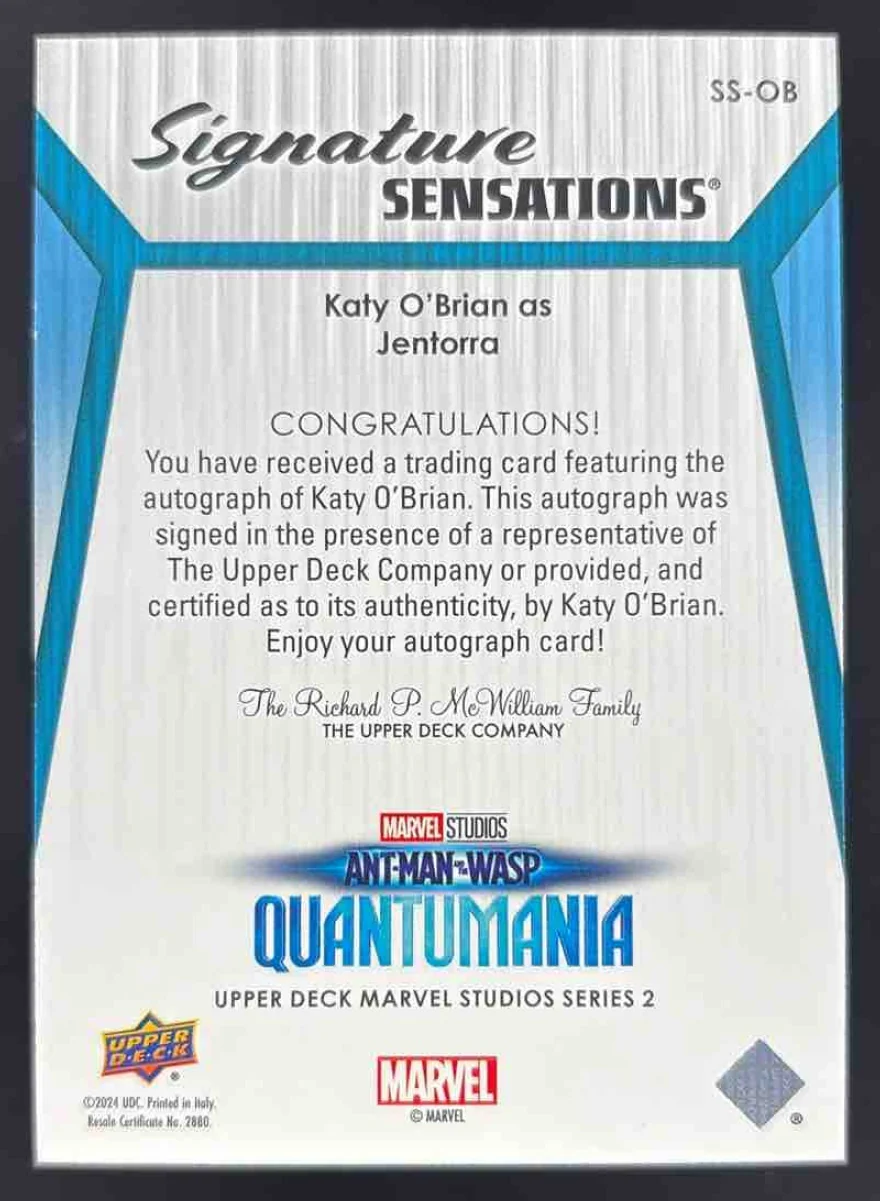 2024 Upper Deck Marvel Studios Cinematic Sensations Katy O'Brian Jentorra Auto - Image 2