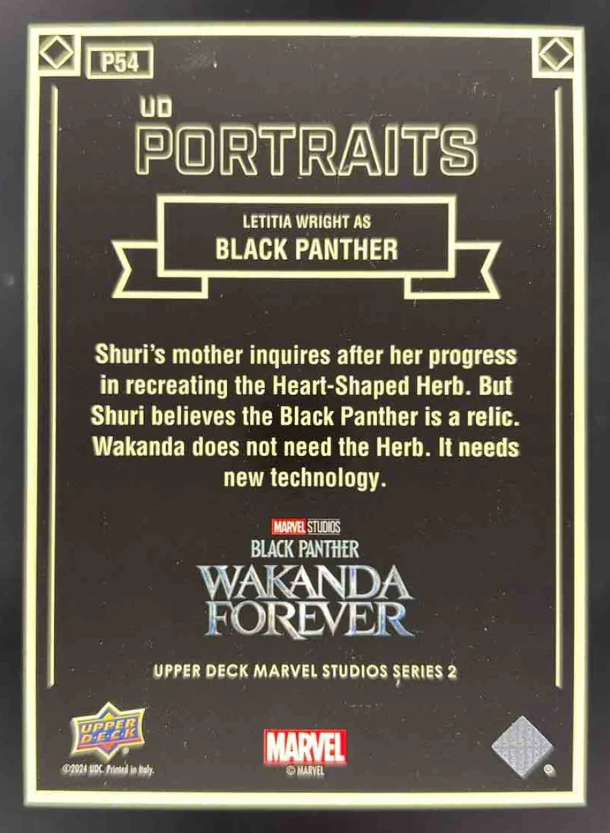2024 UD Marvel Studios Portraits Gold #P54 Letitia Wright Black Panther /99 - Image 2