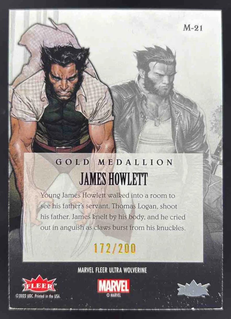 2023 Fleer Ultra Marvel Wolverine Medallions Gold #M-21 James Howlett /200 - Image 2