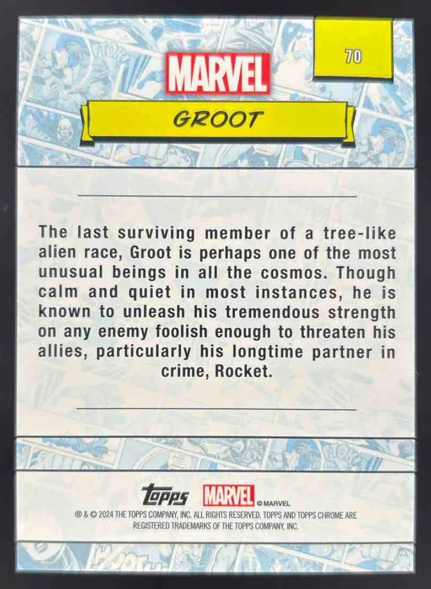 2024 Topps Chrome Marvel Spiderweb Refractor #70 Groot /399 - Image 2