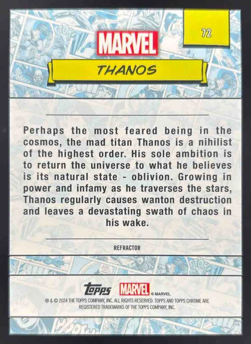 2024 Topps Chrome Marvel Refractor #72 Thanos - Image 2