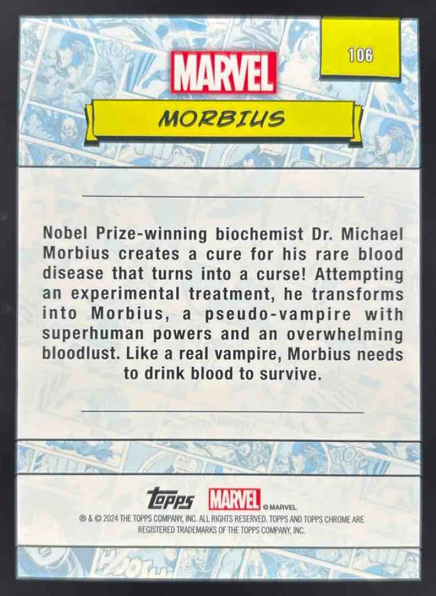 2024 Topps Chrome Marvel Purple Refractor #106 Morbius /75 - Image 2
