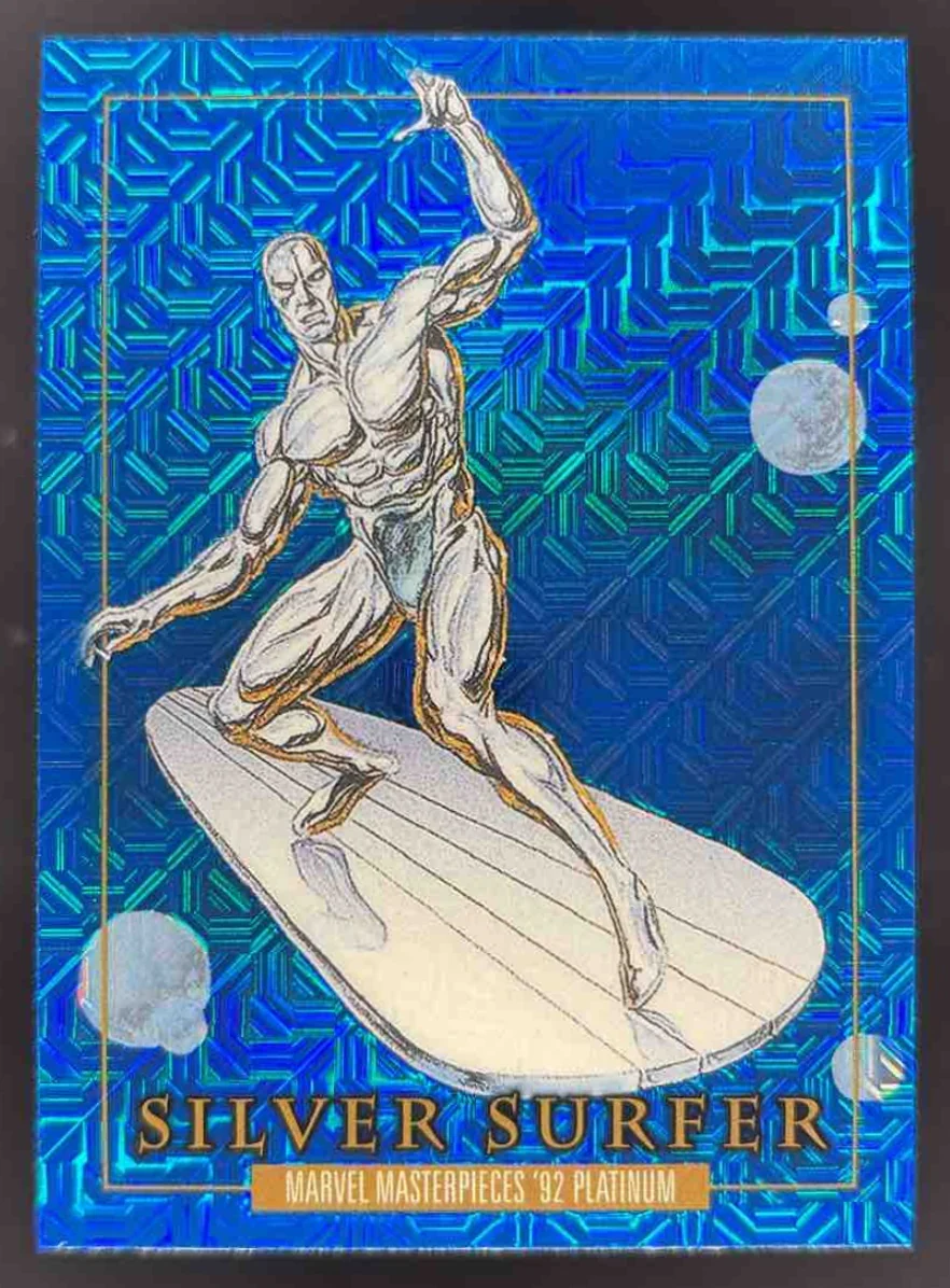 2024 Upper Deck Marvel Masterpieces '92 Platinum Blue Traxx #90 Silver Surfer