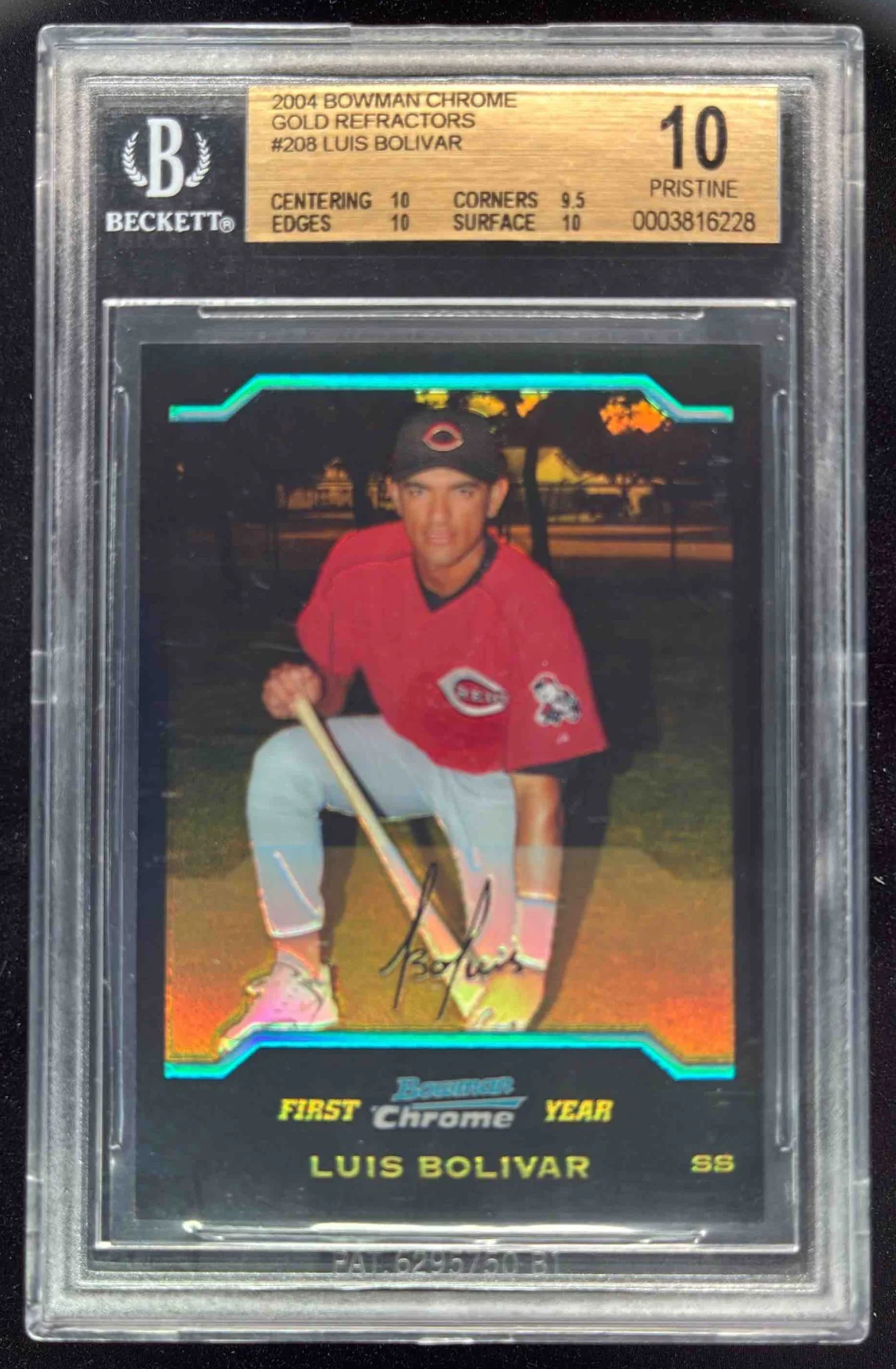 2004 Bowman Chrome Gold Refractors #208 Luis Bolivar RC /50 BGS 10