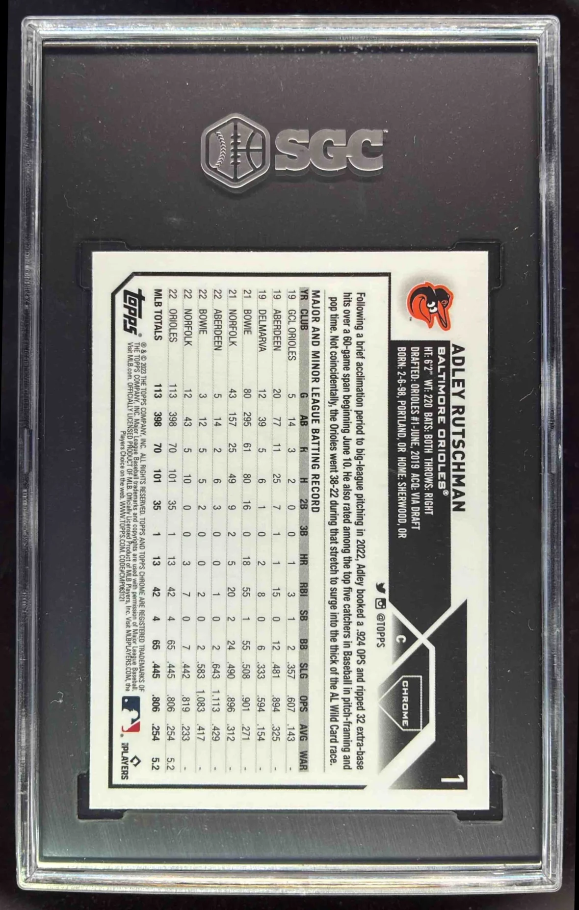 2023 Topps Chrome X-Fractor #1 Adley Rutschman RC SGC 9.5 - Image 2