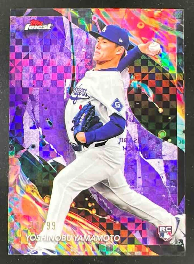 2024 Topps Finest Purple Checkerboard Refractor #150 Yoshinobu Yamamoto RC /99