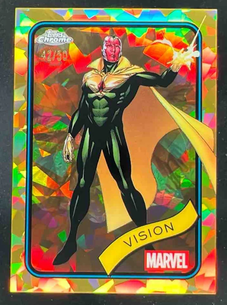 2025 Topps Chrome Marvel Sapphire Gold Sapphire Refractor #139 Vision /50