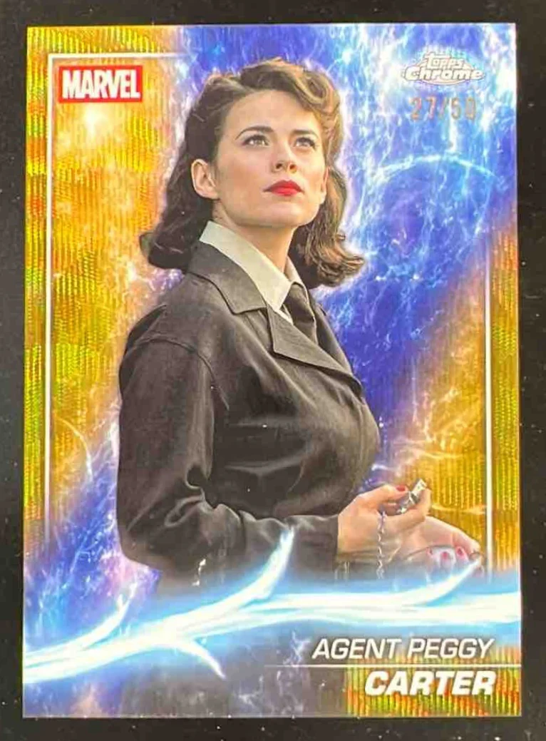 2025 Topps Chrome Marvel Studios Gold Wave Refractor #24 Agent Peggy Carter /50
