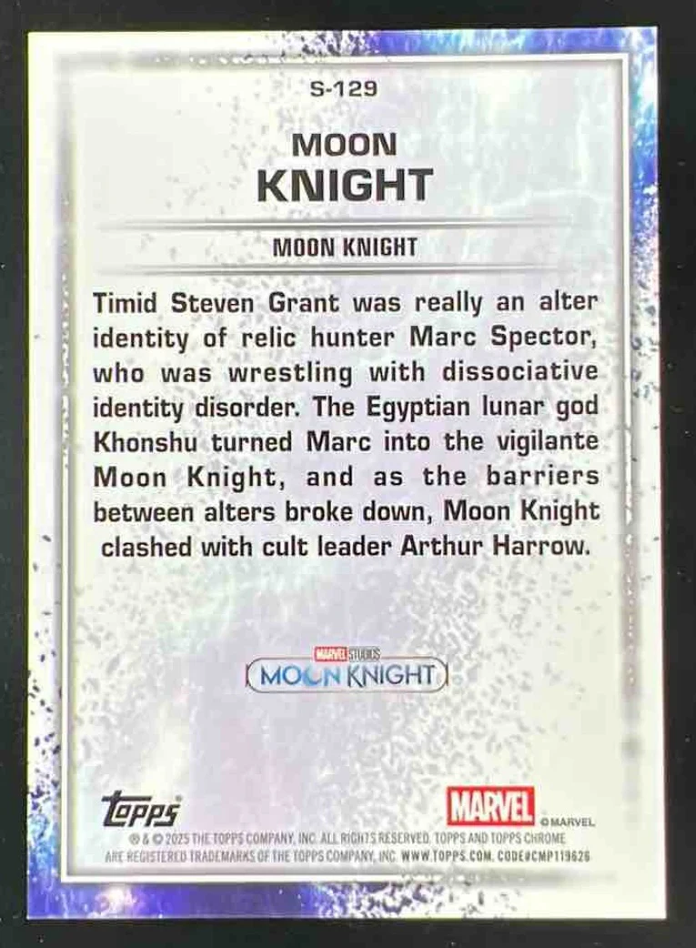 2025 Topps Chrome Marvel Studios The Snap Variation Black #S-129 Moon Knight /10 - Image 2