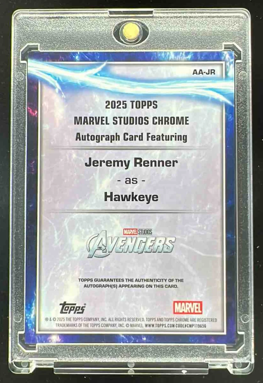 2025 Topps Chrome Marvel Studios Orange #AA-JR Jeremy Renner Hawkeye Auto /25 - Image 2