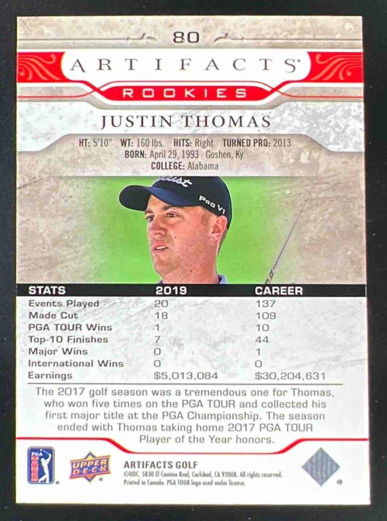 2021 Upper Deck Artifacts Red #80 Justin Thomas /199 - Image 2