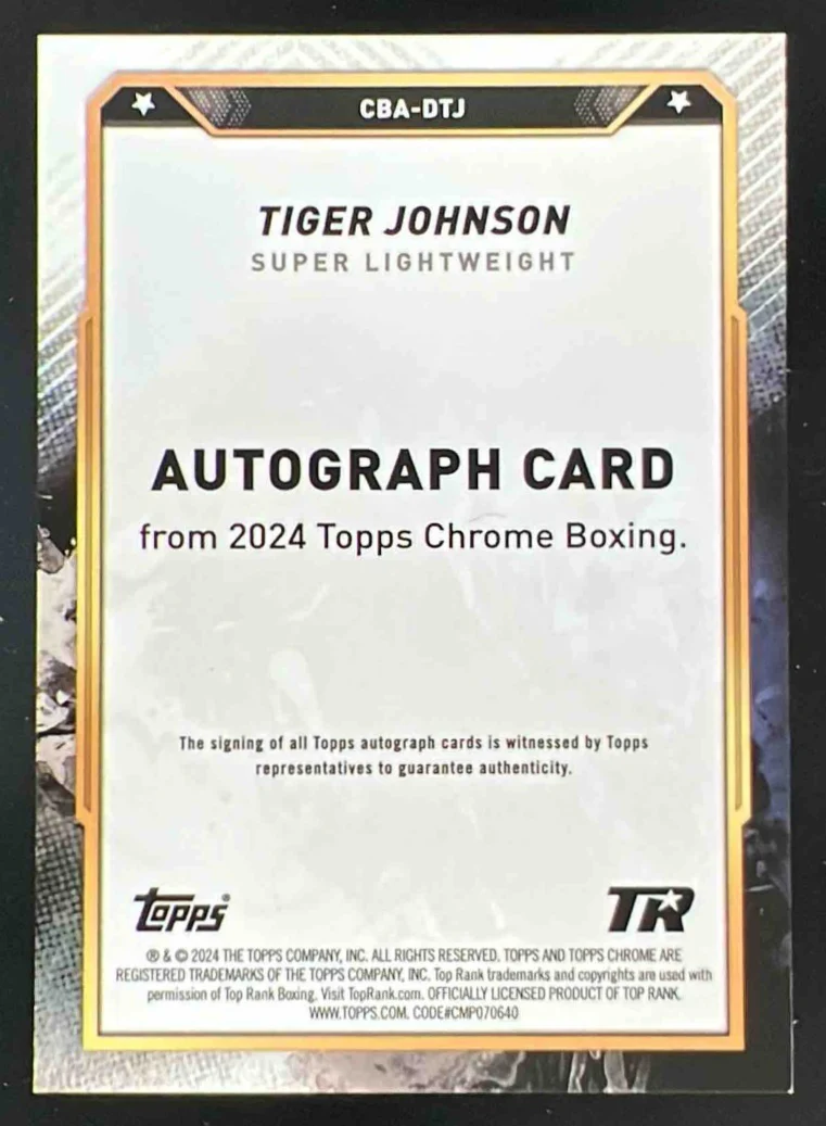 2024 Topps Chrome Chrome Gold Refractor #CBA-DTJ Tiger Johnson Auto /50 - Image 2