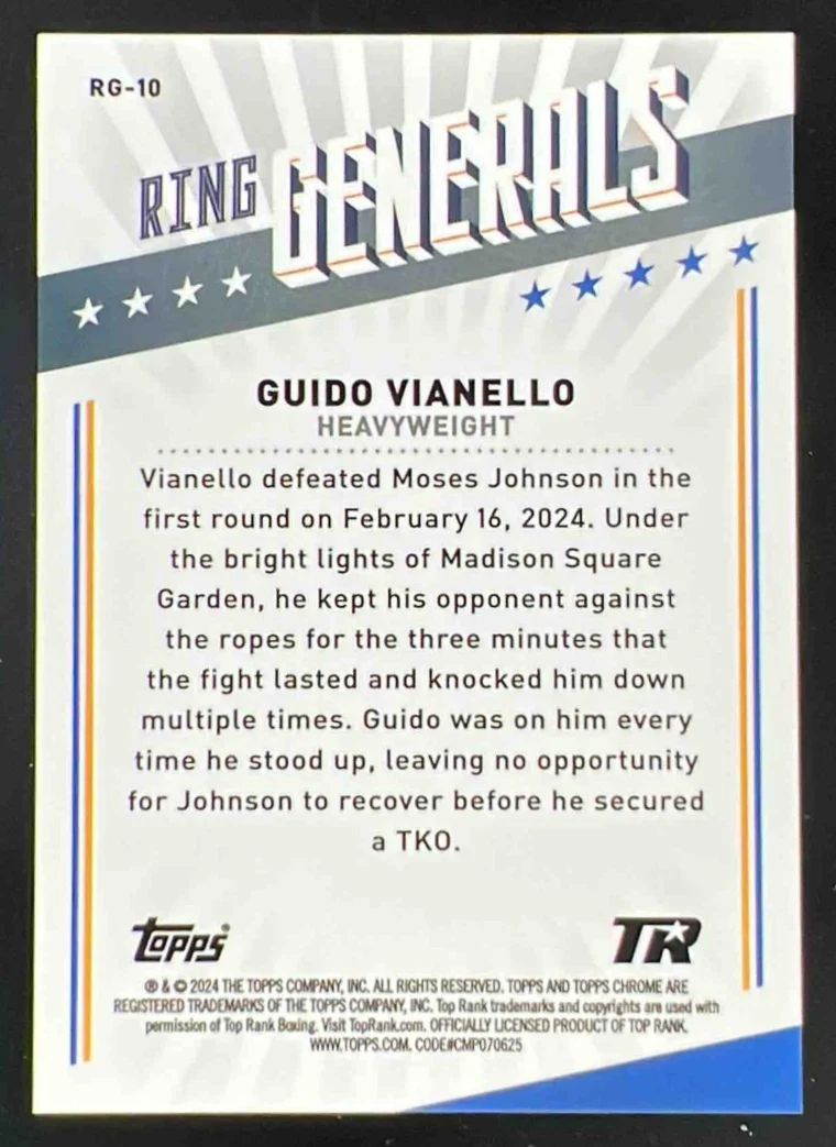 2024 Topps Chrome Ring Generals Gold Refractor #RG-10 Guido Vianello /50 - Image 2