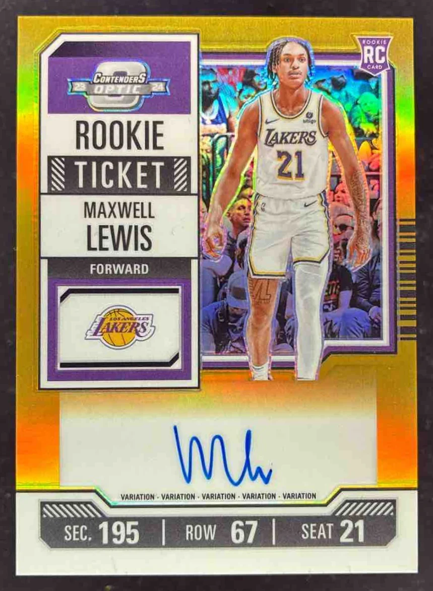 2023 Panini Contenders Optic Rookie Ticket Gold #104 Maxwell Lewis RC Auto /10