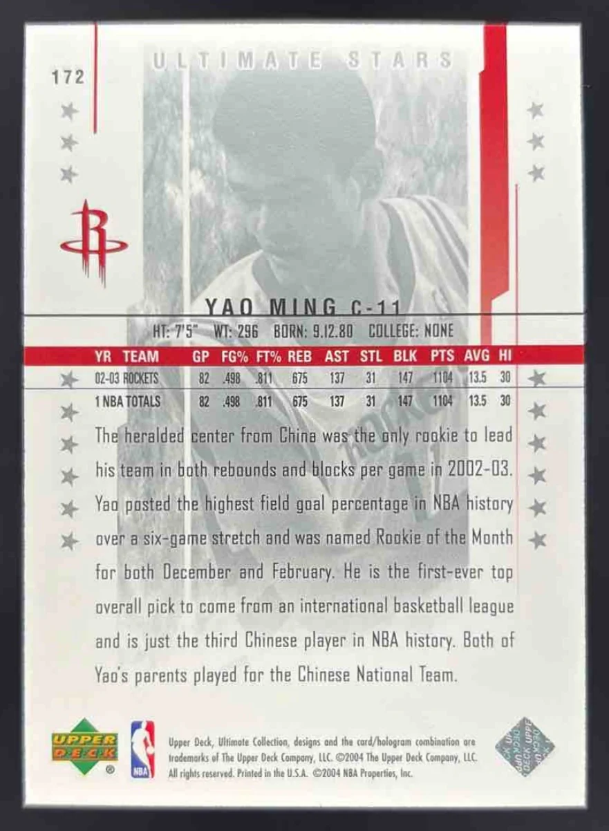 2003-04 Upper Deck Ultimate Collection #172 Yao Ming /500 - Image 2