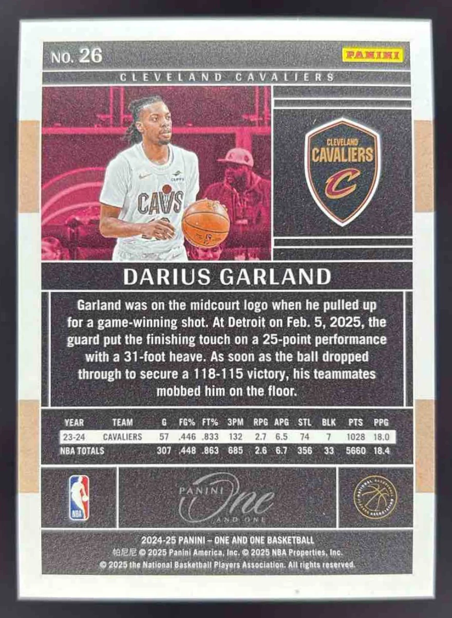 2024-25 Panini One and One Orange #26 Darius Garland /49 - Image 2