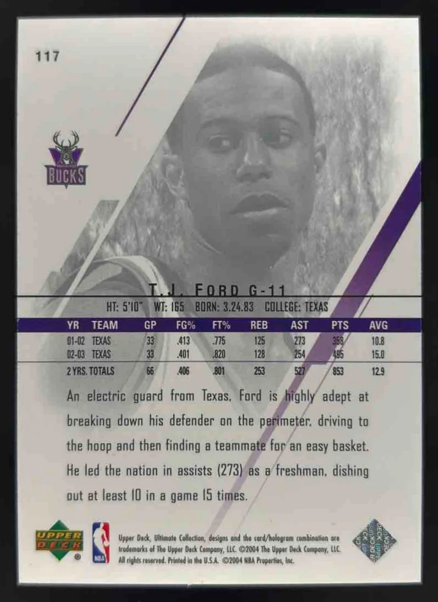 2003-04 Upper Deck Ultimate Collection #117 T.J. Ford RC /750 - Image 2