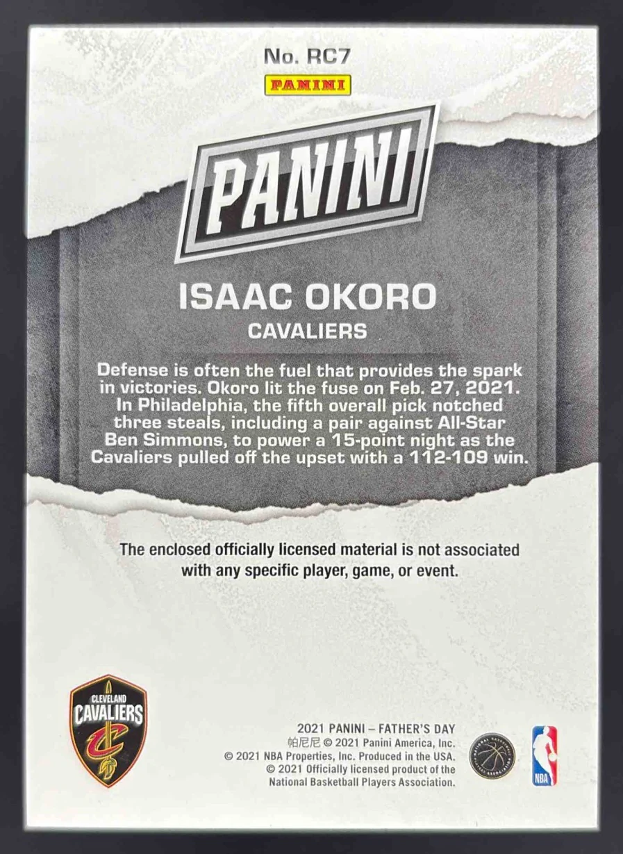 2021 Panini Father's Day Rainbow Spokes Memorabilia #RC7 Isaac Okoro /25 - Image 2