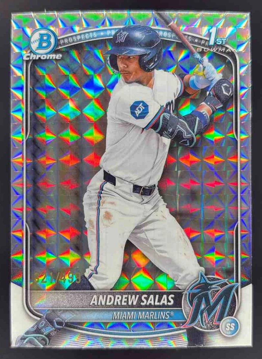 2025 Bowman Chrome Prospects Geometric Refractor #BCP-156 Andrew Salas RC /499