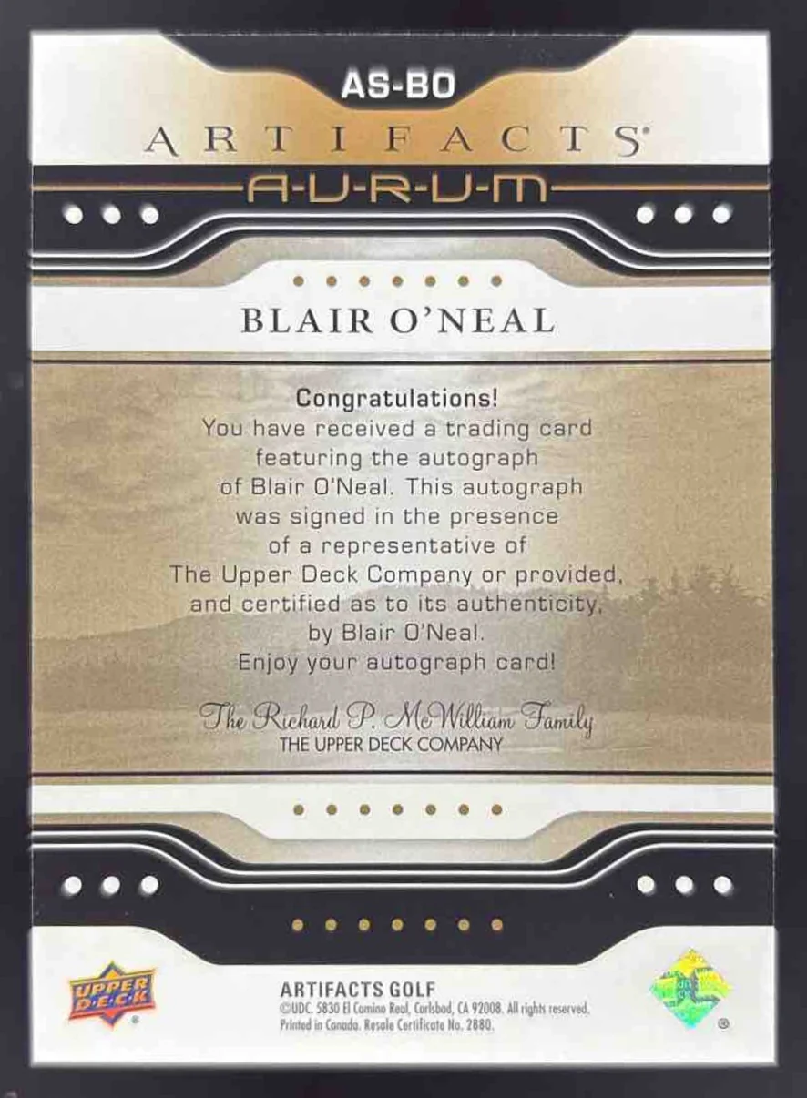 2021 Upper Deck Artifacts Aurum Signature #AS-BO Blair O'Neal Autograph Auto /99 - Image 2