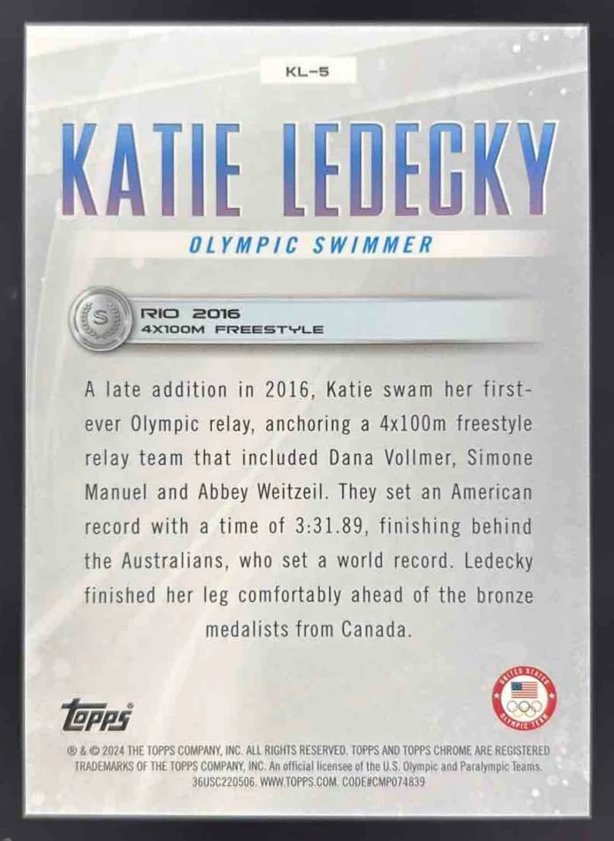 2024 Topps Chrome US Olympics Ledecky Legacy Green #KL-5 Katie Ledecky /99 - Image 2