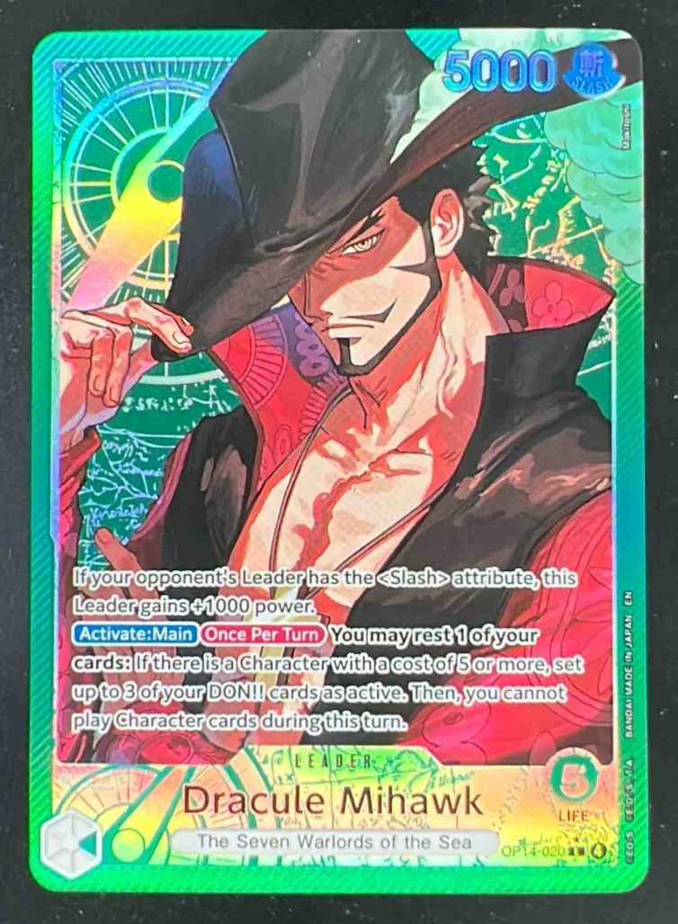 Dracule Mihawk - OP14-020 Alternate Art - The Azure Sea's Seven OP14
