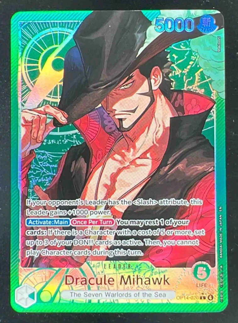 Dracule Mihawk - OP14-020 Alternate Art - The Azure Sea's Seven OP14
