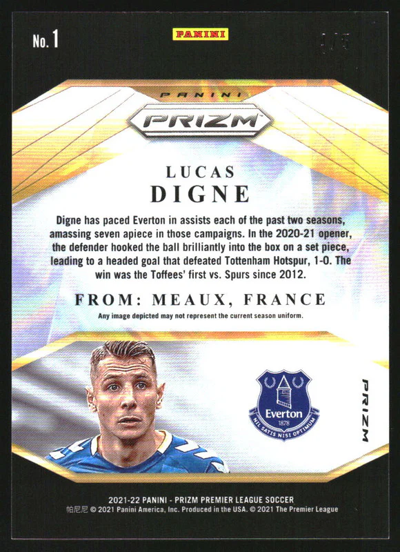 2021 Panini Prizm English Premier League Brilliance Prizms Green Lucas Digne /5 - Image 2