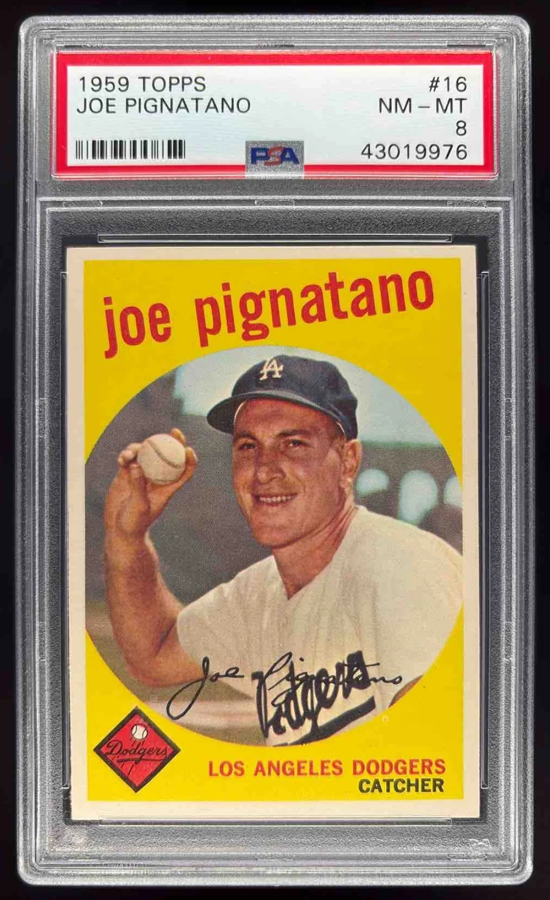 1959 Topps #16 Joe Pignatano PSA 8