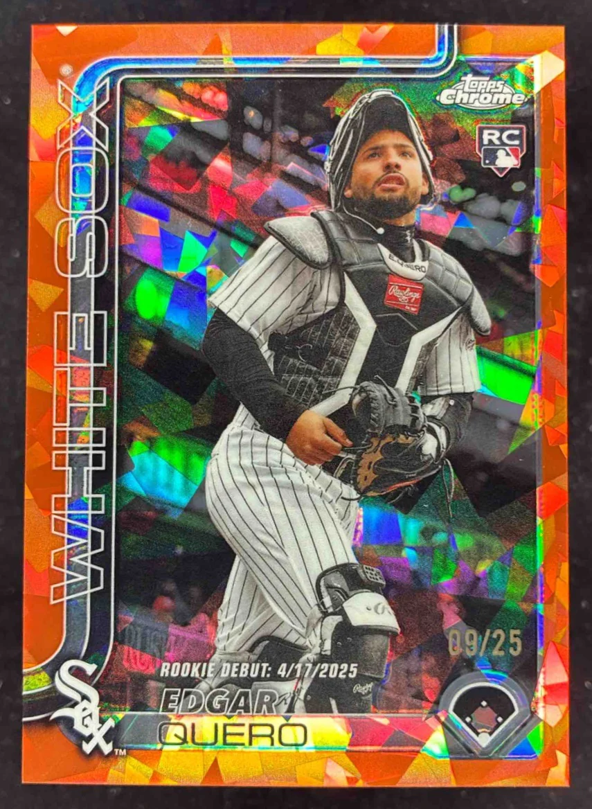 2025 Topps Chrome Update Sapphire Orange Refractor #USC169 Edgar Quero RC /25