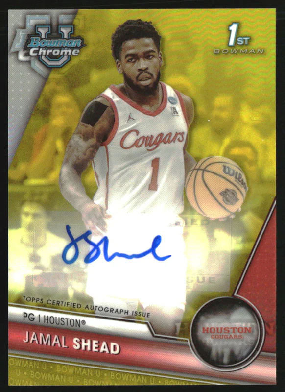 2023 Bowman Chrome University Prospect Autographs Yellow Jamal Shead RC Auto /75