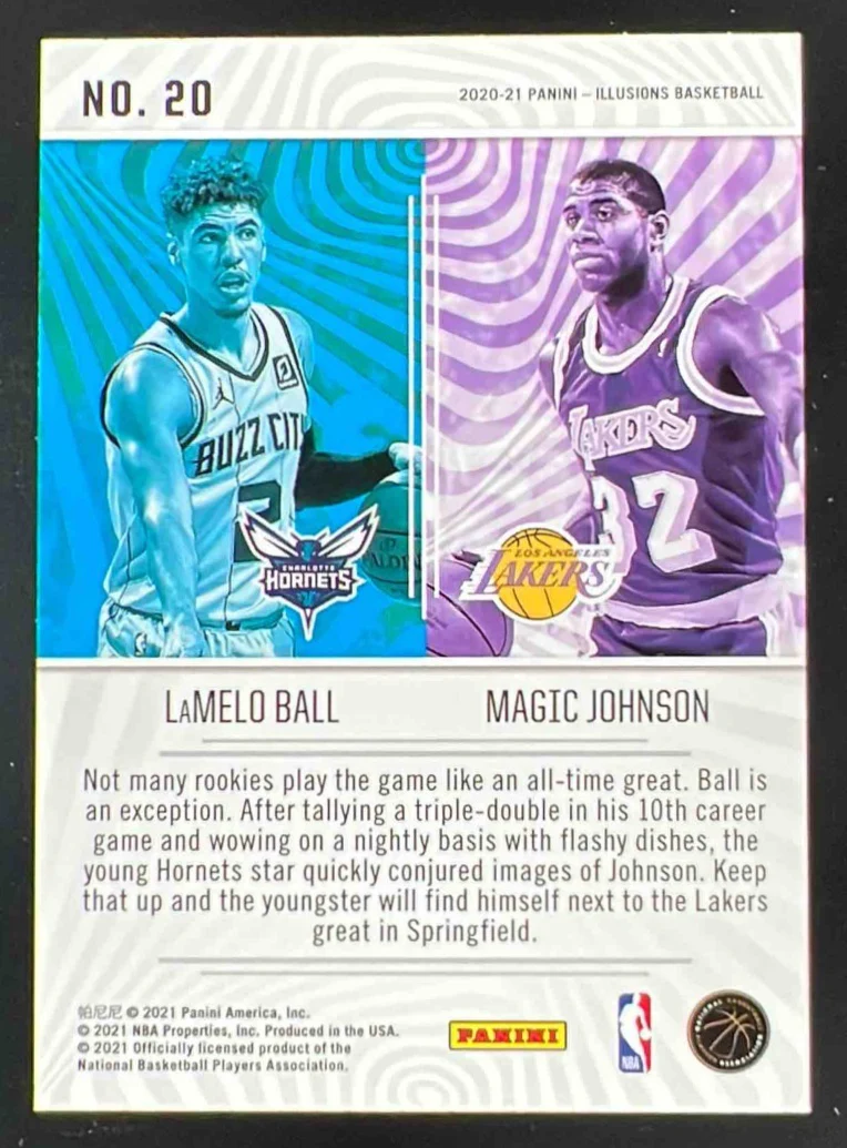 2020-21 Panini Illusions Fantasy Matchups #20 LaMelo Ball Magic Johnson - Image 2