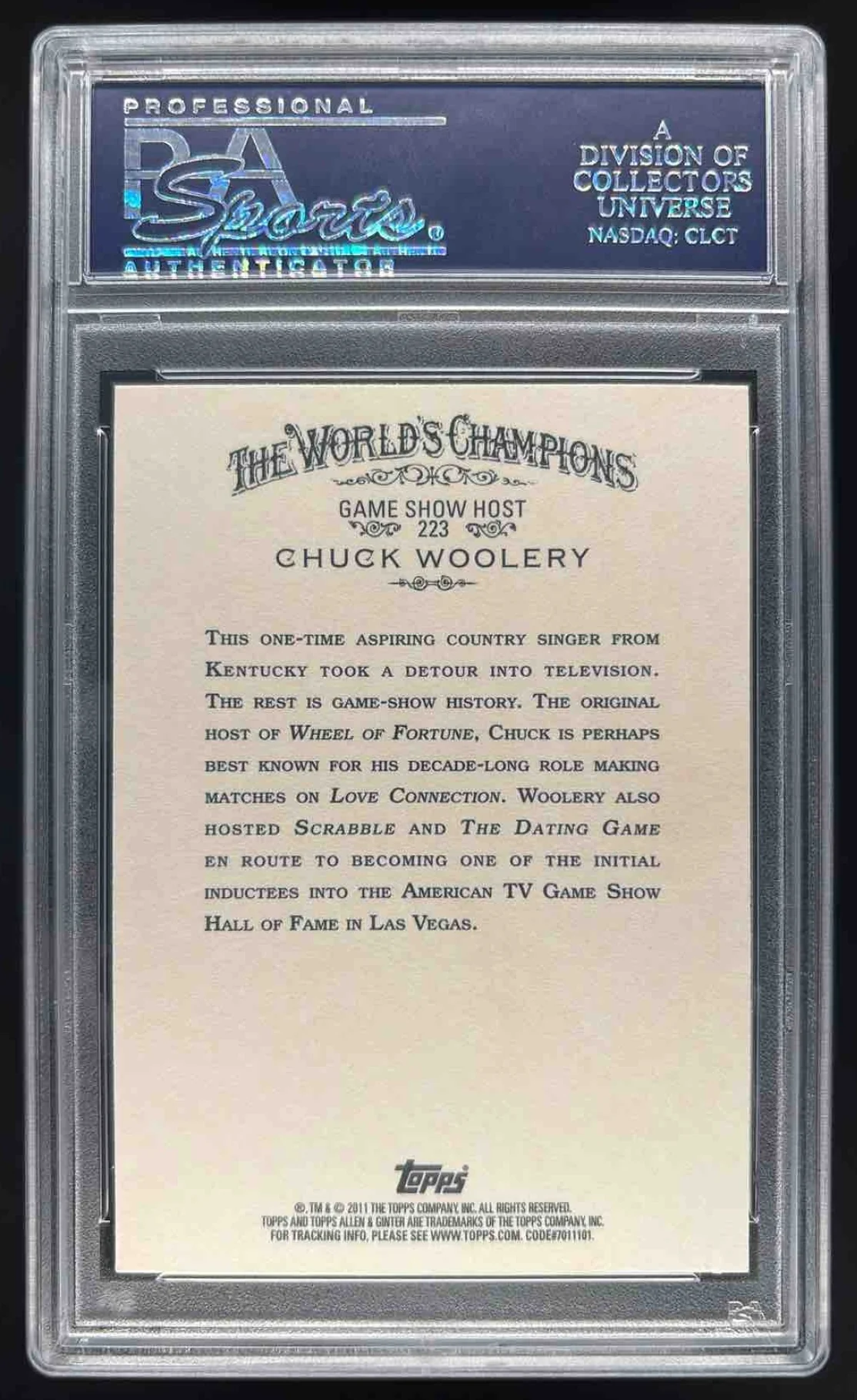 2011 Topps Allen & Ginter #223 Chuck Woolery Auto PSA Authentic - Image 2