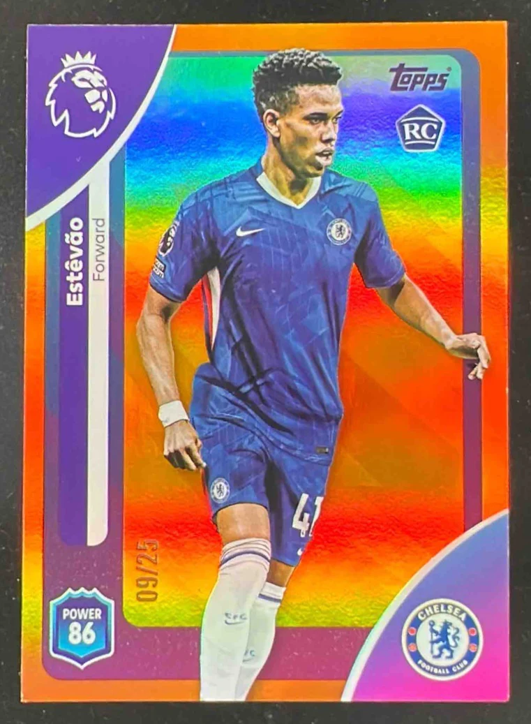 2025-26 Topps Premier League Orange Rainbow Foil #105 Estevao RC /25