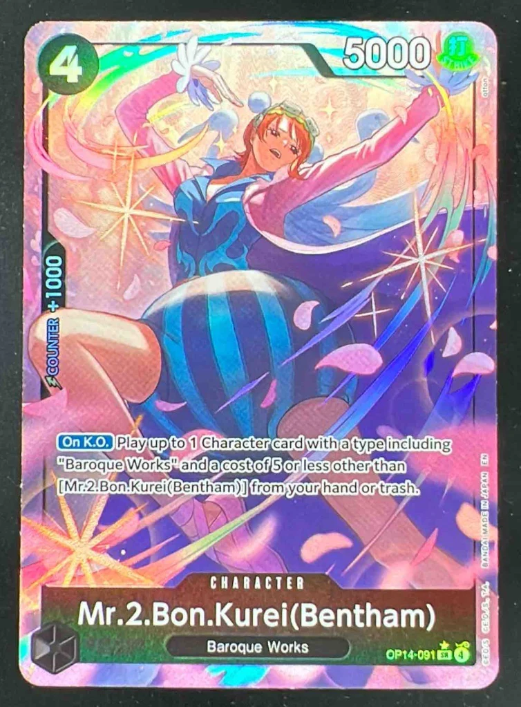 Mr.2.Bon.Kurei Bentham Alternate Art - The Azure Sea's Seven OP14