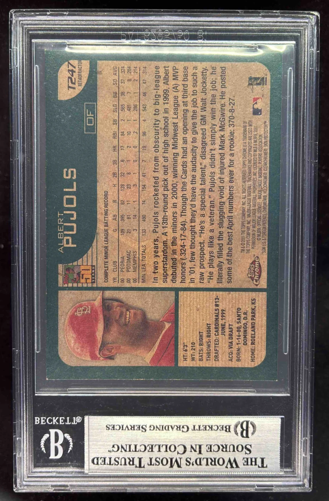 2001 Topps Traded & Rookies Chrome Retrofractors #T247 Albert Pujols RC BGS 8.5 - Image 2