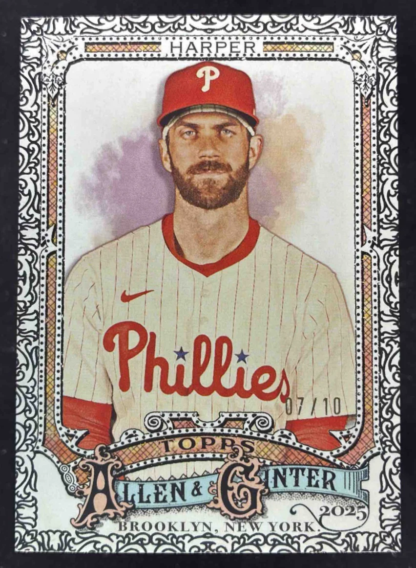 2025 Topps Allen & Ginter Black Foil Filagree #146 Bryce Harper /10