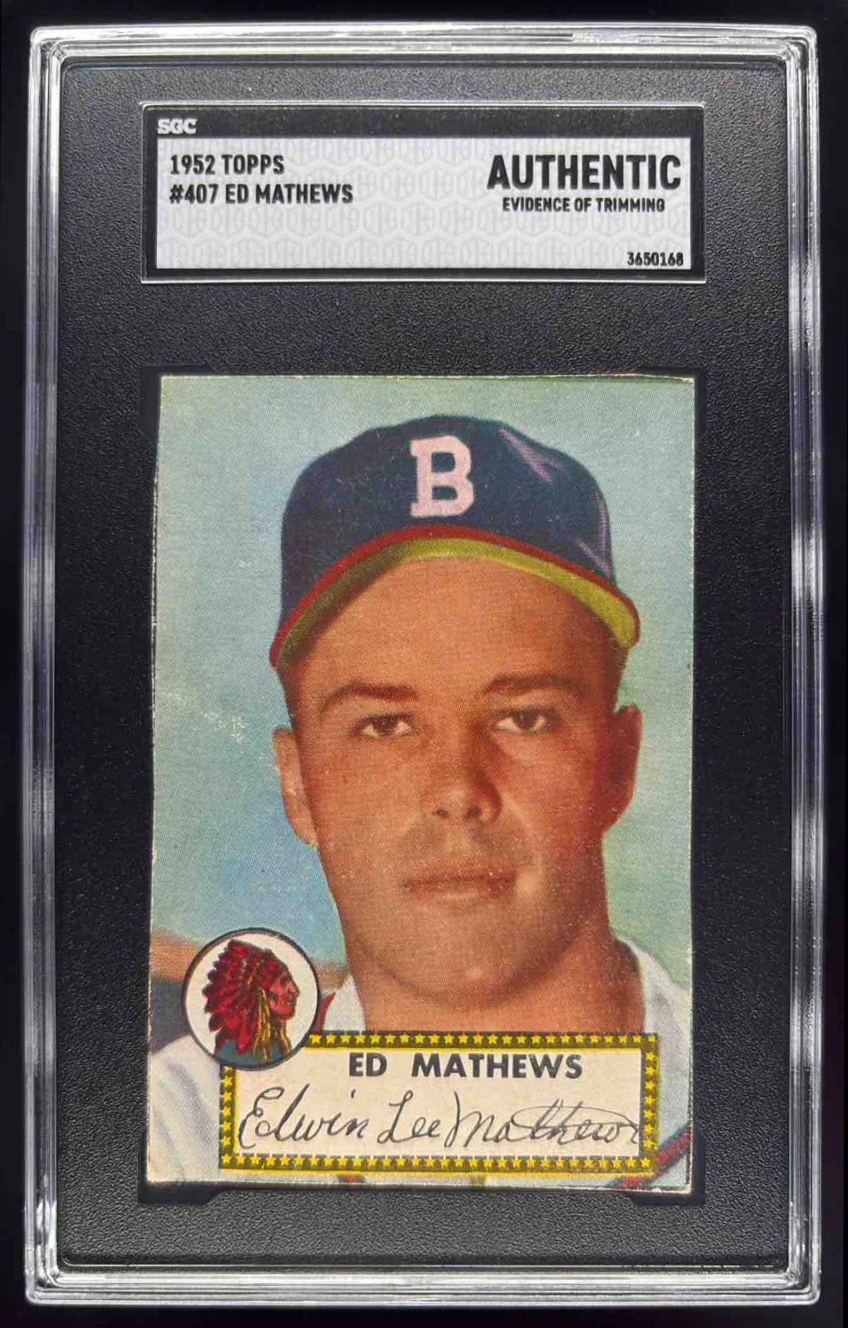 1952 Topps #407 Ed Mathews RC SGC Authentic