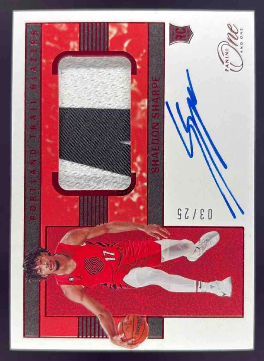 2022-23 Panini One & One Rookie Jersey Red #RJA-SHS Shaedon Sharpe RC Auto /25