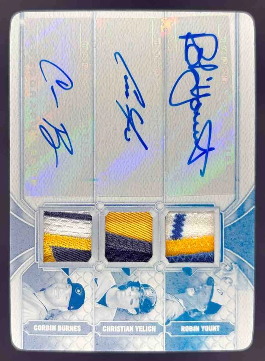 2022 Triple Threads Printing Plates Cyan Burnes Yount Yelich Auto 1/1