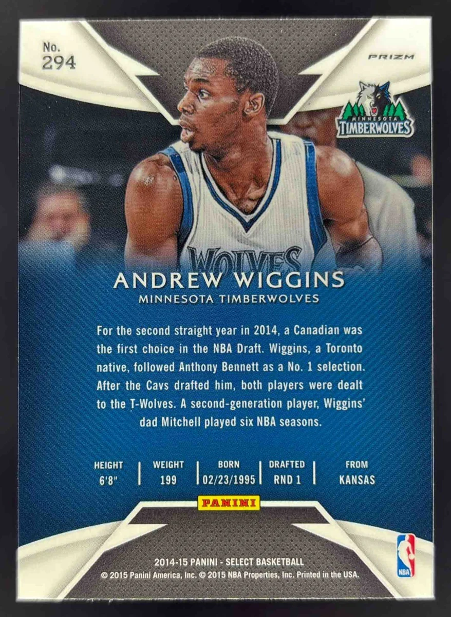 2014-15 Panini Select Prizms Blue and Silver #294 Andrew Wiggins RC - Image 2