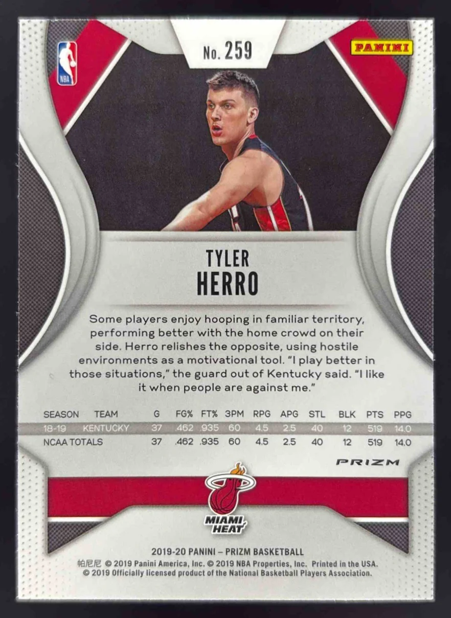 2019-20 Panini Prizm Prizms Silver #259 Tyler Herro RC - Image 2