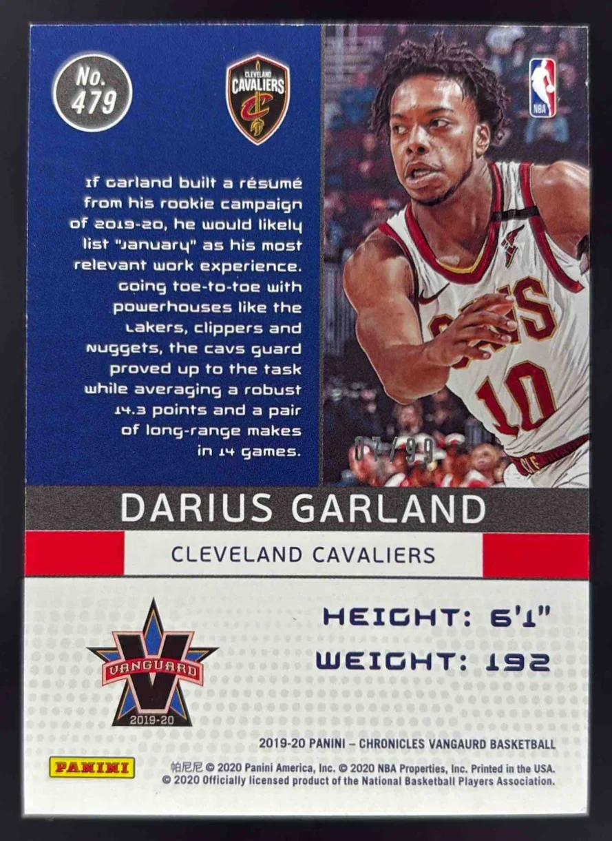 2019-20 Panini Chronicles #479 Darius Garland RC Vanguard /99 - Image 2