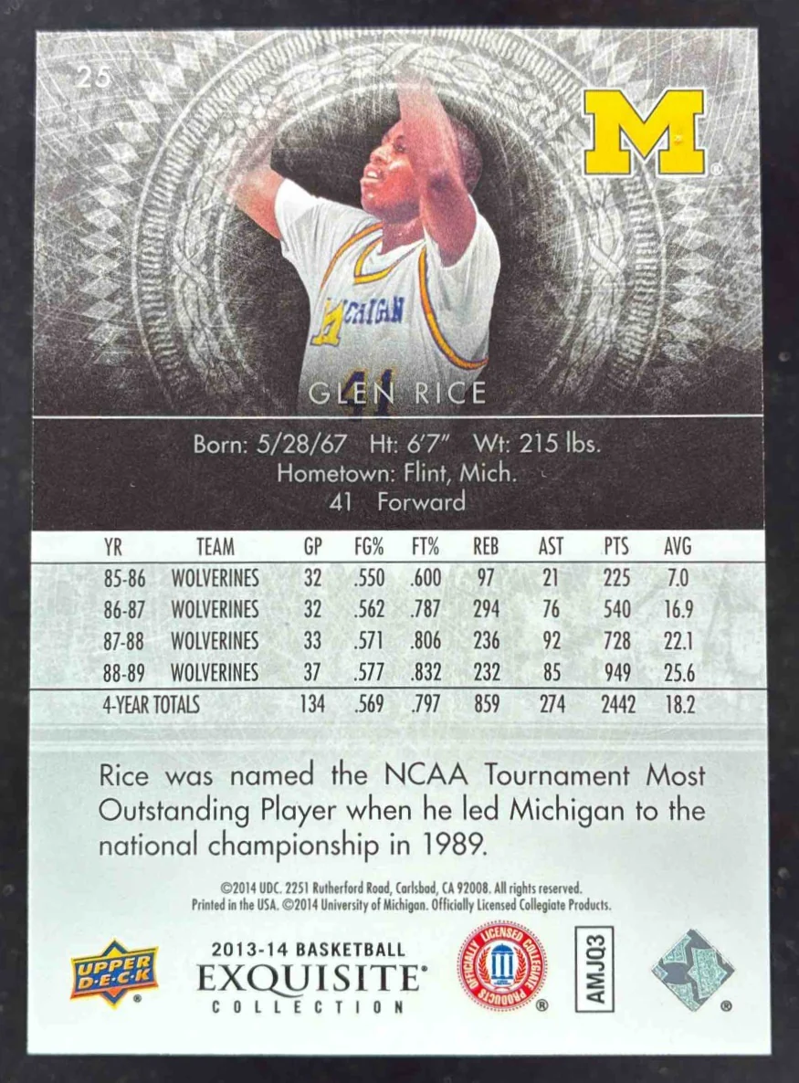 2013-14 Upper Deck Exquisite Silver Spectrum #25 Glen Rice /10 - Image 2